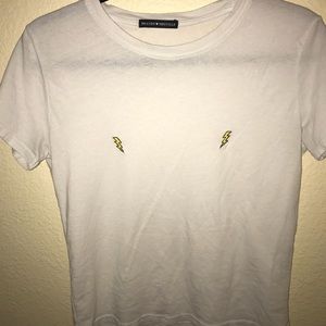 White Cropped Tee w/ Lightning Bolts